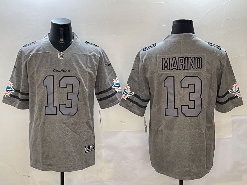 Men Miami Dolphins #13 Marino Grey Throwback 2024 Nike Limited NFL Jersey style 0102